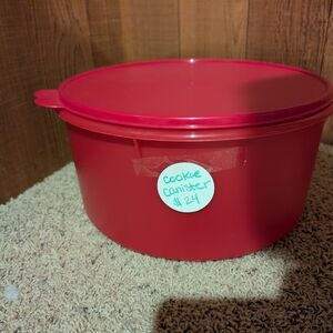 Tupperware Red Cookie Canister